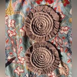3/$10 2x Handmade Cotton Rope Coasters – Dusty Pink/Grey – Boho Decor